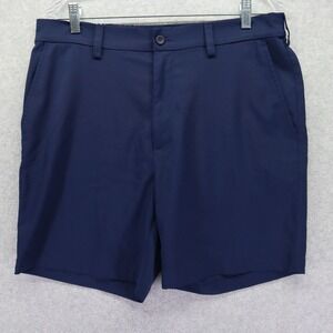 Roundtree & Yorke Shorts Mens 34 Performance Work Play Golf Chino Navy Blue